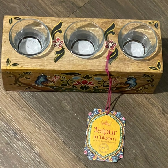 Jaipur in Bloom Tealight Holder NWT Floral Peacock Decor - Picture 5 of 13